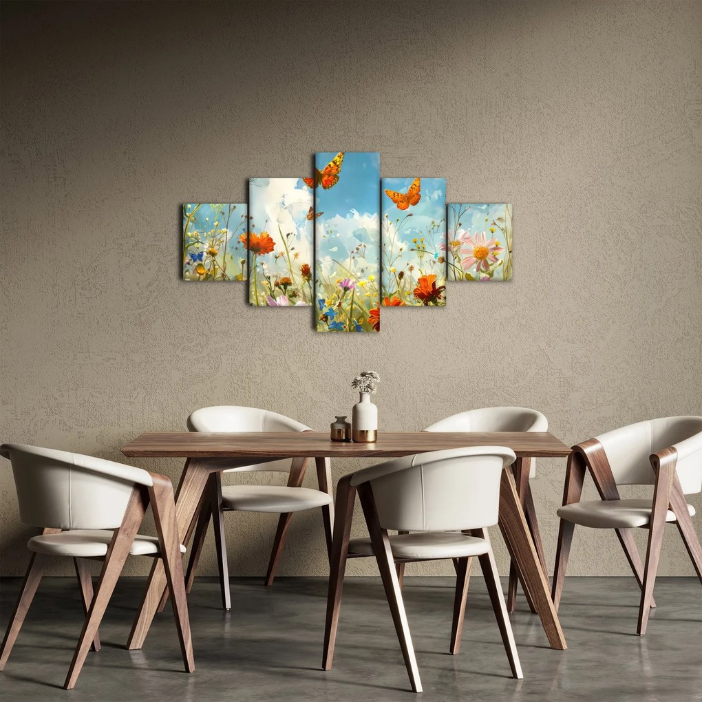 Obraz - Motyle na letniej łące (125x70 cm)