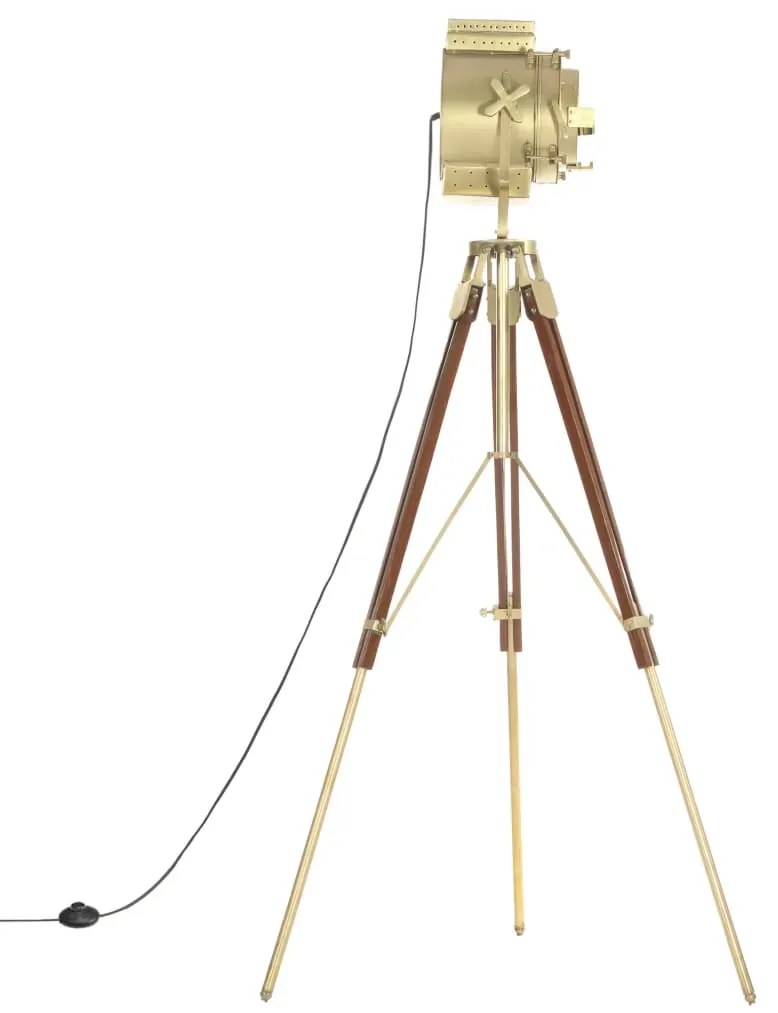 Regulowana lampa podłogowa trójnóg retro z drewna mango - 5X EX198 G0-B69