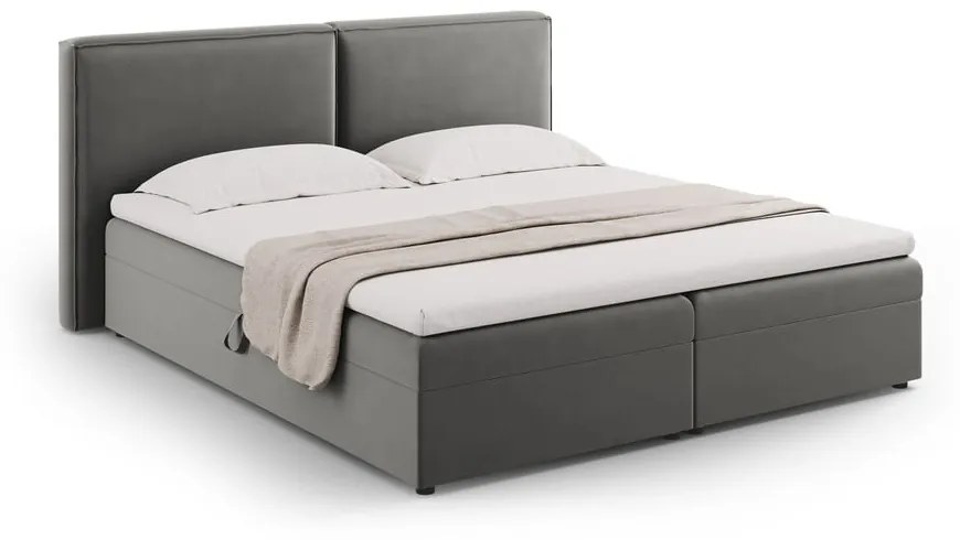 Szare łóżko boxspring ze schowkiem 160x200 cm Arendal – Cosmopolitan Design