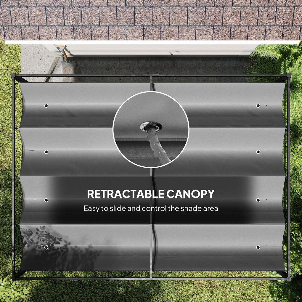 Outsunny Pergola, Solidna Ochrona przed Słońcem dla Ogrodu, Balkonu, Tarasu, z Metalu i Plastiku, Odporna na UV i wodę, Ciemnoszara