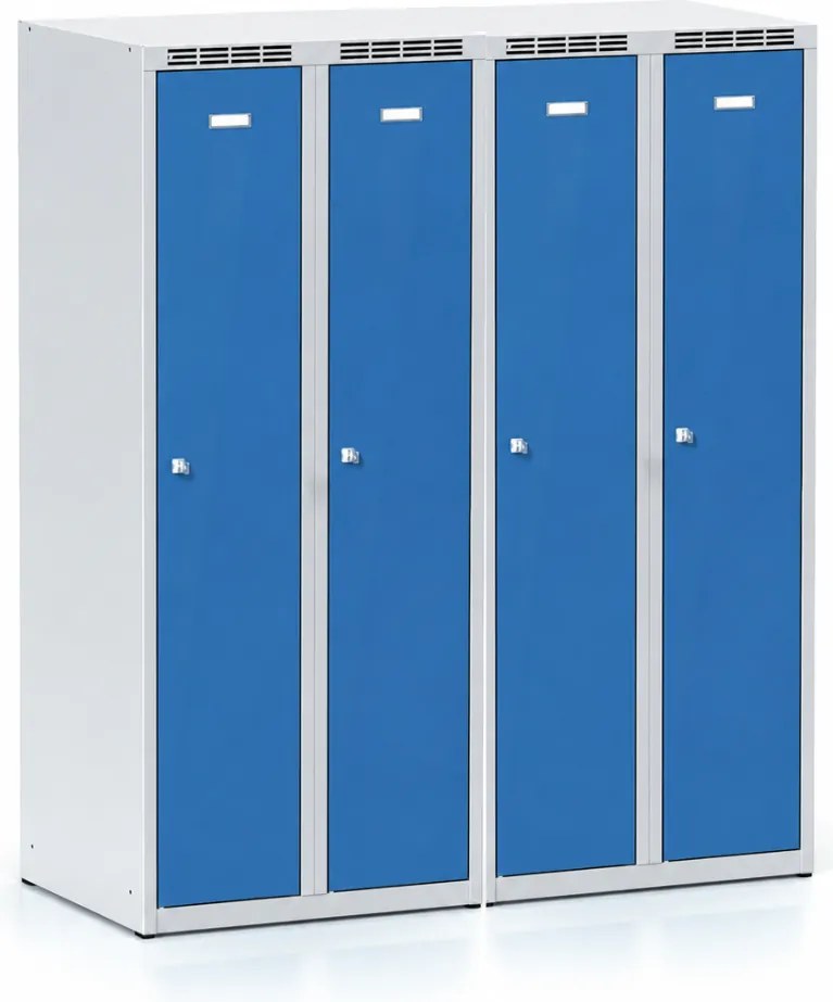 Metalowa szafka ubraniowa S7, 2-drzwiowa, 1500 x 600 x 500 mm, demontaż, zamek obrotowy, drzwi ciemnoszare