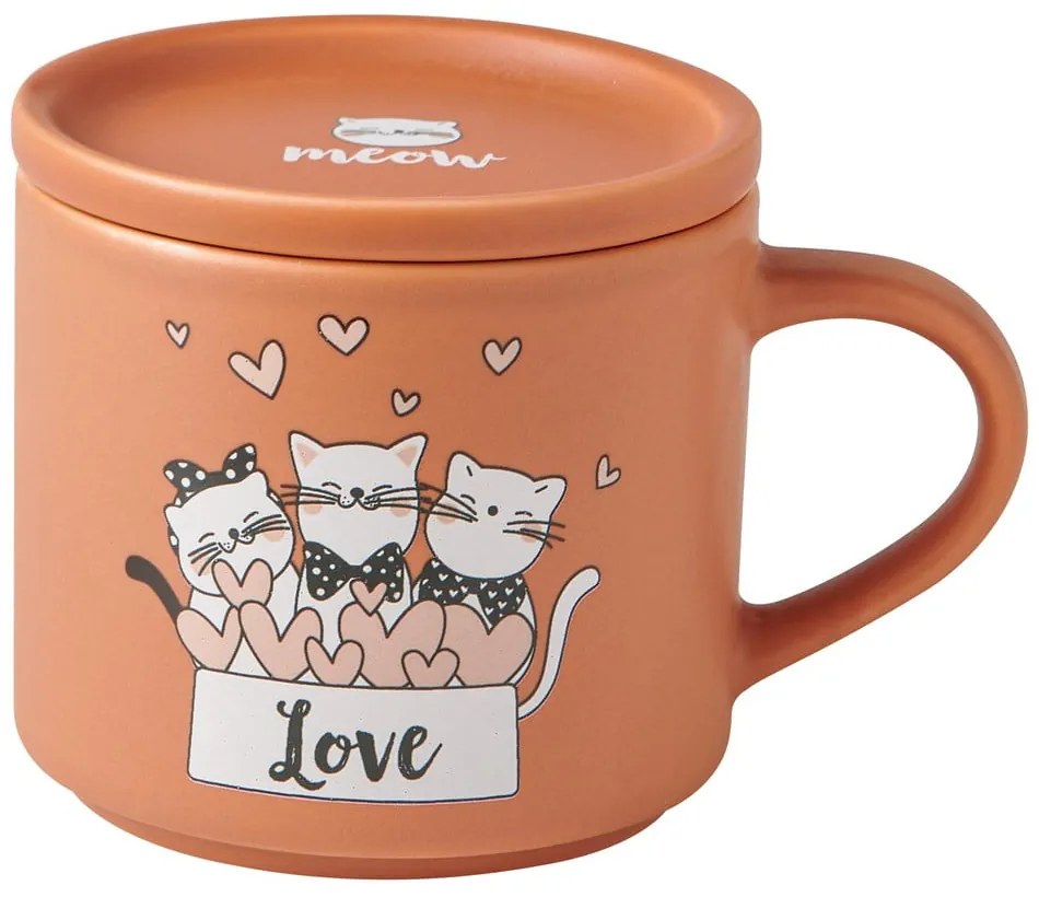 Pomarańczowe/beżowe porcelanowe kubki zestaw 2 szt. 350 ml Cats – Brandani