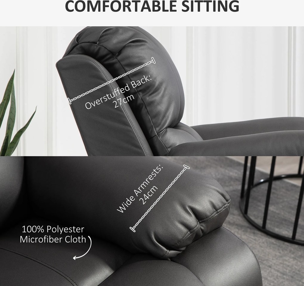 HOMCOM Fotel Relaksacyjny Fotel do Relaksu Regulowany Oparcie Podnóżek Obrotowy Stalowa Rama 93cm 150kg Czarny | Aosom PL