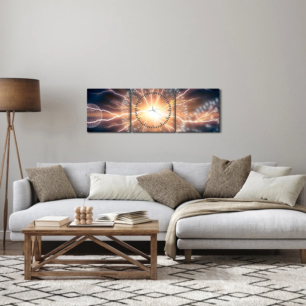 Obraz - Atom (z zegarem) (90x30 cm)