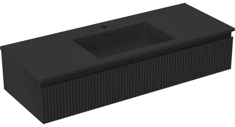Mexen Rivel szafka łazienkowa 120 cm z umywalką Otis, 1 szuflada, ryflowana , czarna mat - 91A20-12023-1-BF71-W18M71
