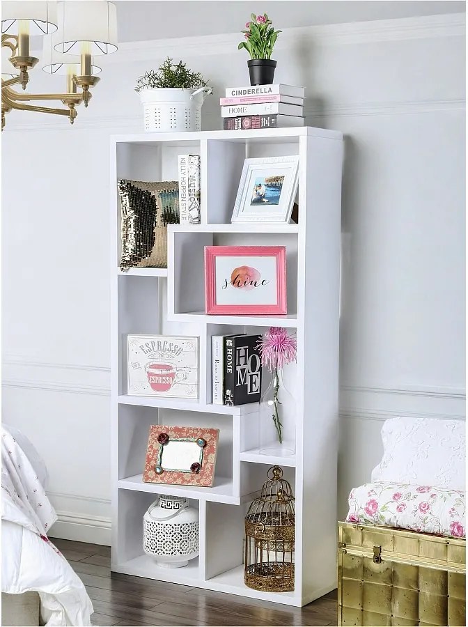 Nowoczesny regał na książki – 90 x 183,6 x 29,5 cm – Biały – Płyta wiórowa pokryta melaminą