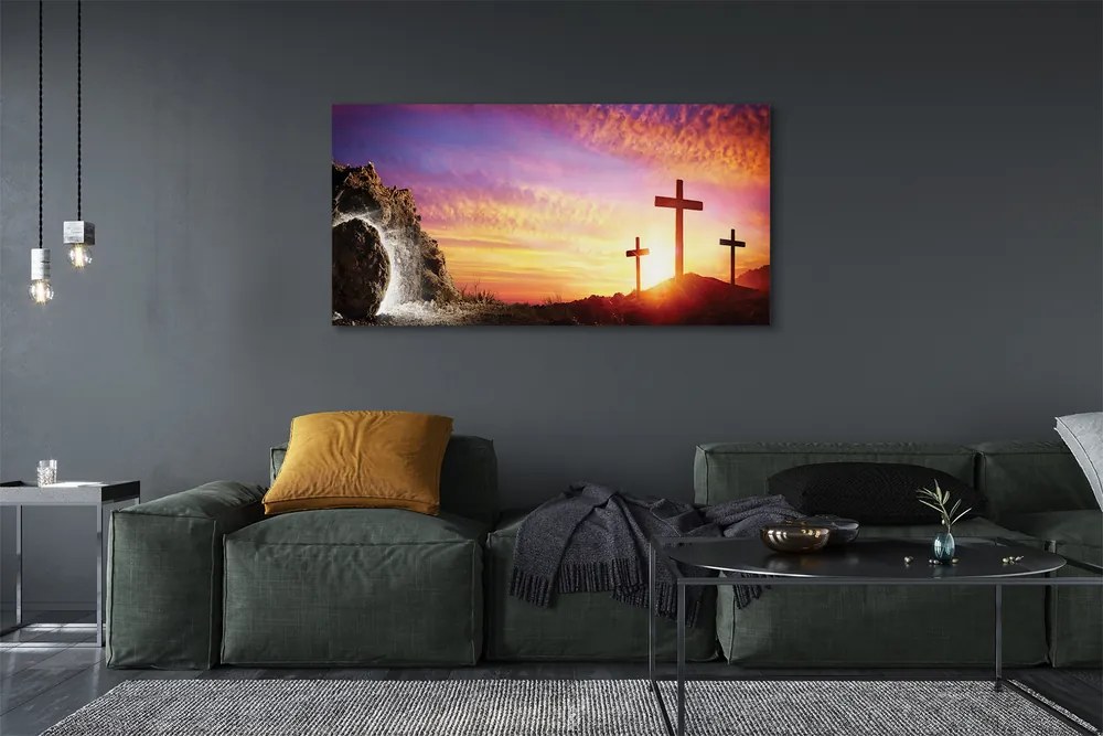 Fotoobraz na płótnie Krzyże o Zachodzie Słońca w Jaskini