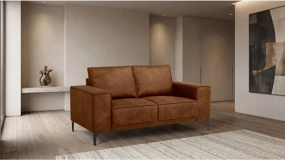 Koniakowa sofa z imitacji skóry 164 cm Copenhagen – Scandic
