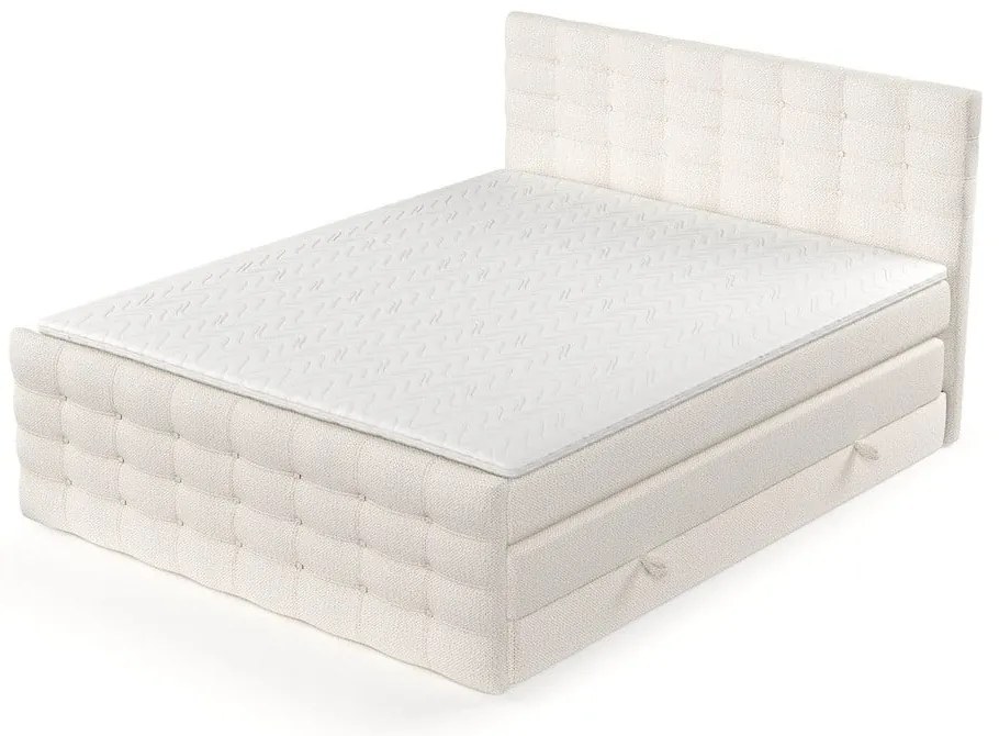 Kremowe łóżko boxspring ze schowkiem 200x200 cm Blend – Maison de Rêve