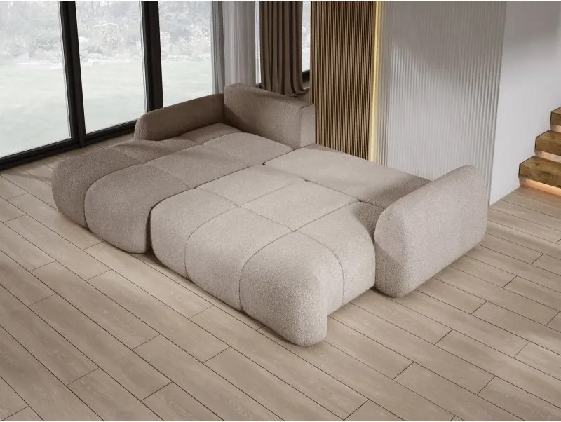 Narożnik COCO z funkcją spania, poduszkami i pojemnikiem NowOrNever 16 Cappucino