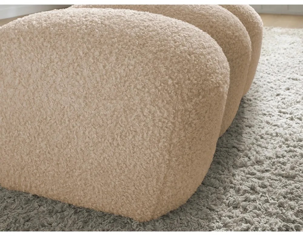 Beżowy podnóżek z materiału bouclé Hippolyte – Bobochic Paris