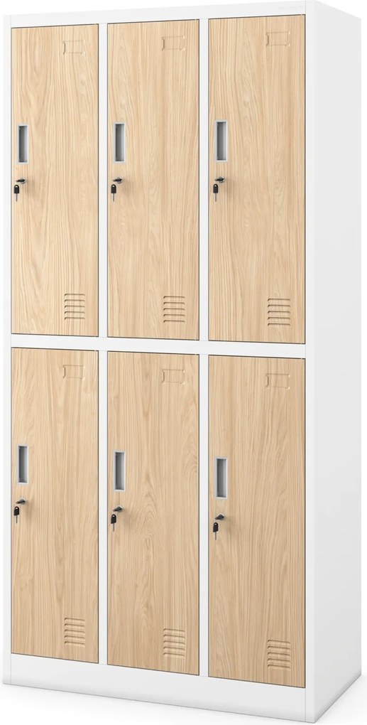 Szafa socjalna 6-drzwiowa Eco Design Igor 90x45x185 cm biały/dąb sonoma