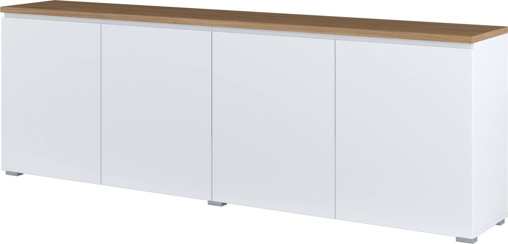 Komoda ORVO 199,9 cm do Salonu Sypialni Biały-dąb mauvella