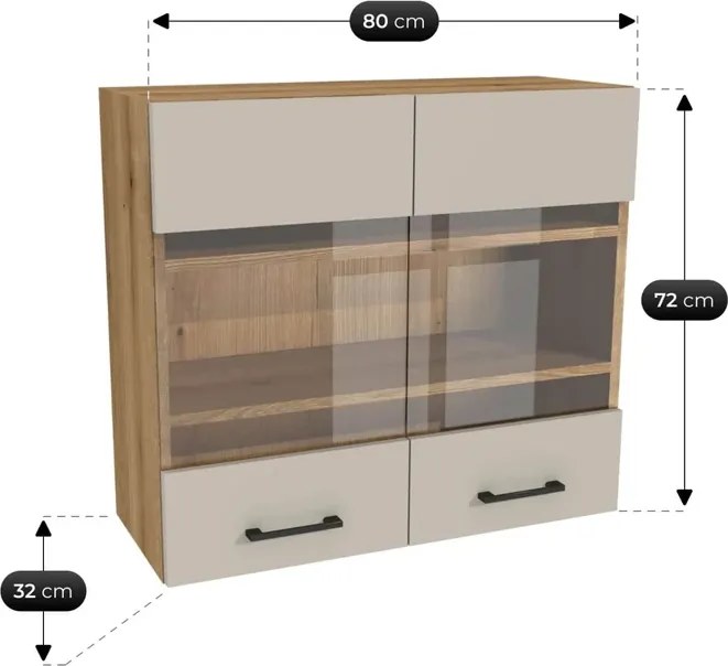 Zestaw Mebli Kuchennych MODERN 260 cm Dąb Evoke/Kaszmir Nowoczesny