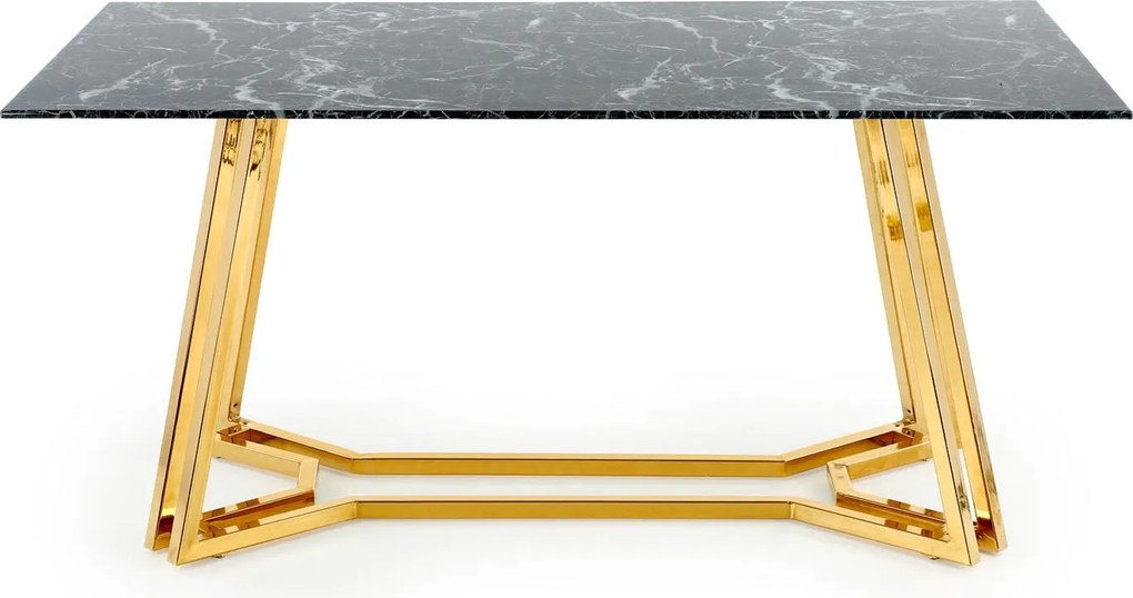 Szklany stół w stylu glamour Konami na złotych płozach