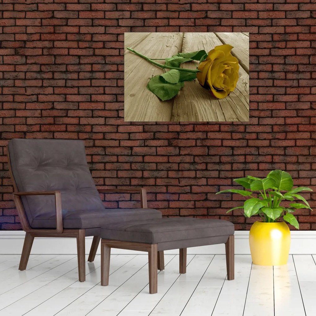Obraz na szkle - Żółte róże w stylu vintage (70x50 cm)