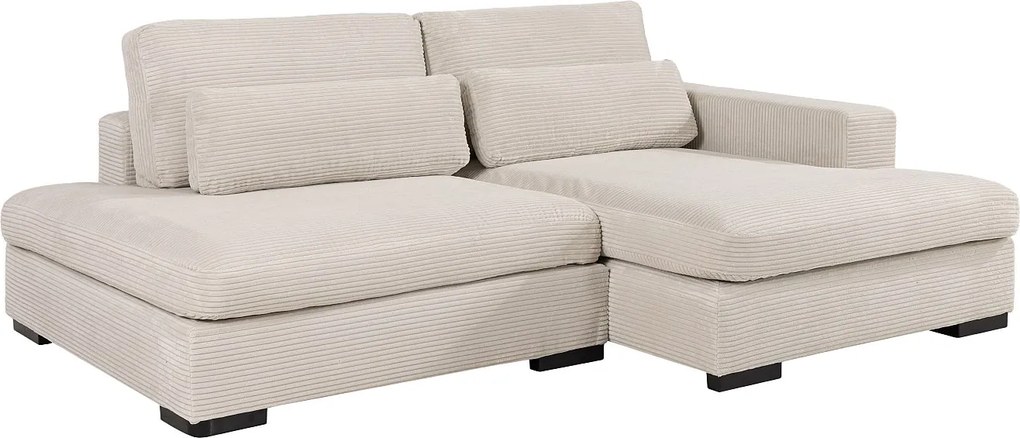 Kanapa narożna prawostronna rozkładana z beżowego sztruksu - SELIORA