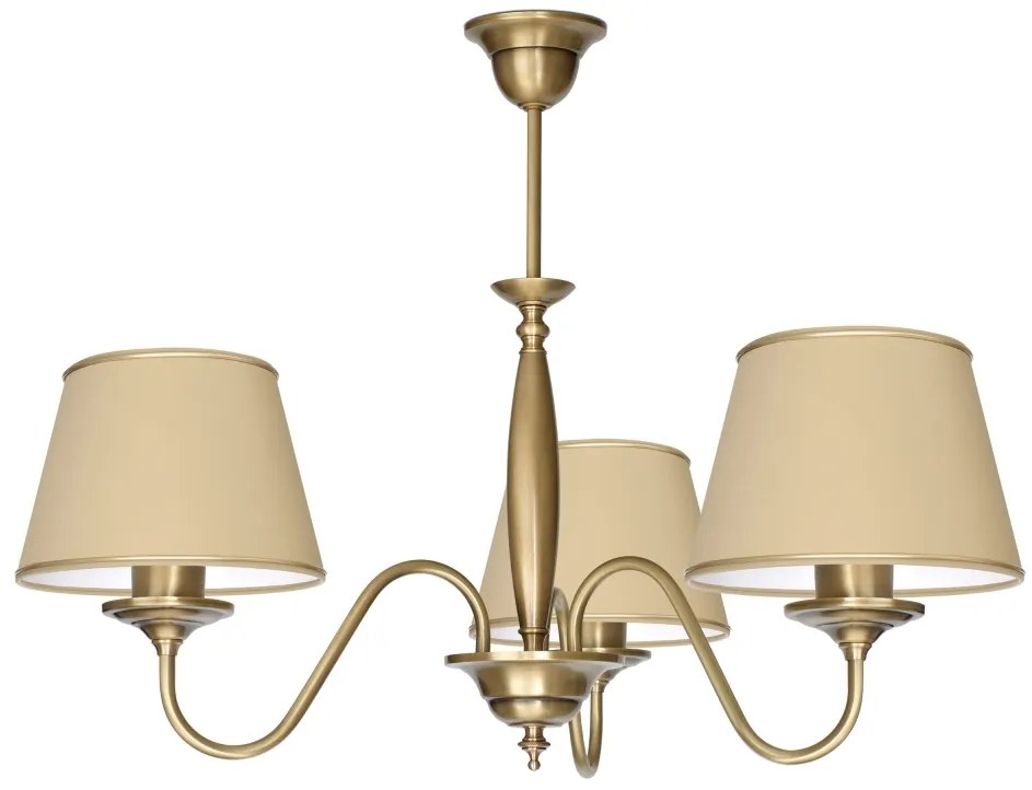 Żyrandol mosiężny z abażurami F-S3