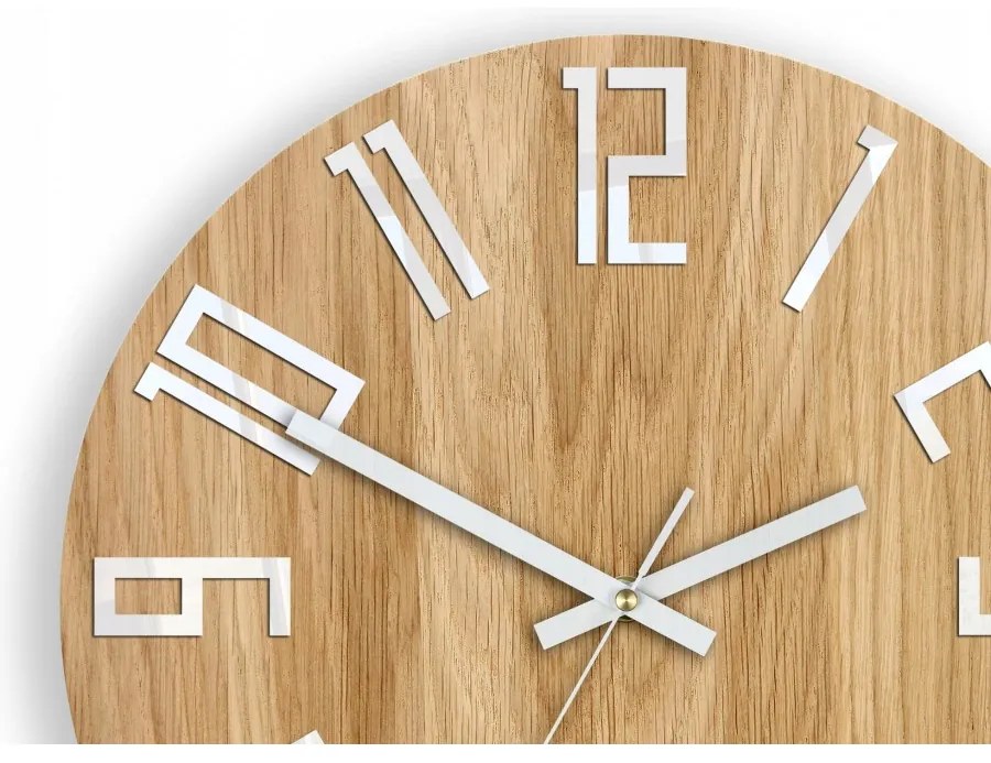 Zegar na ścianę nowoczesny drewniany z dużymi cyframi okrągły cichy loft