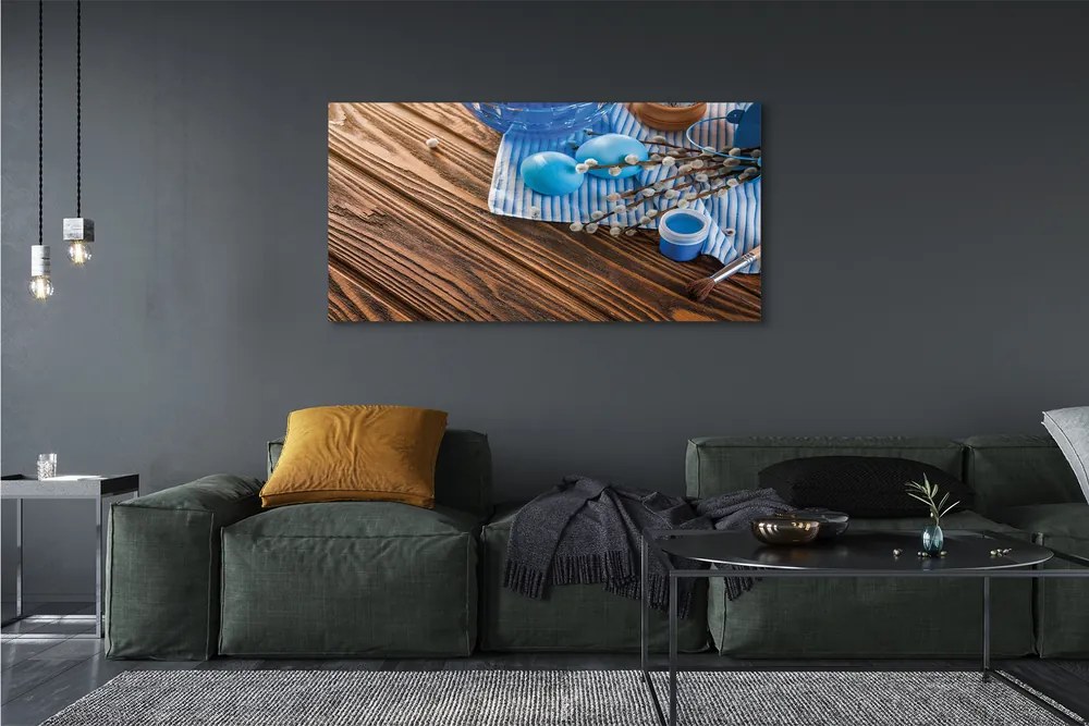 Zdjęcie na płótnie Jajka, Farba i Bazie na Deskach