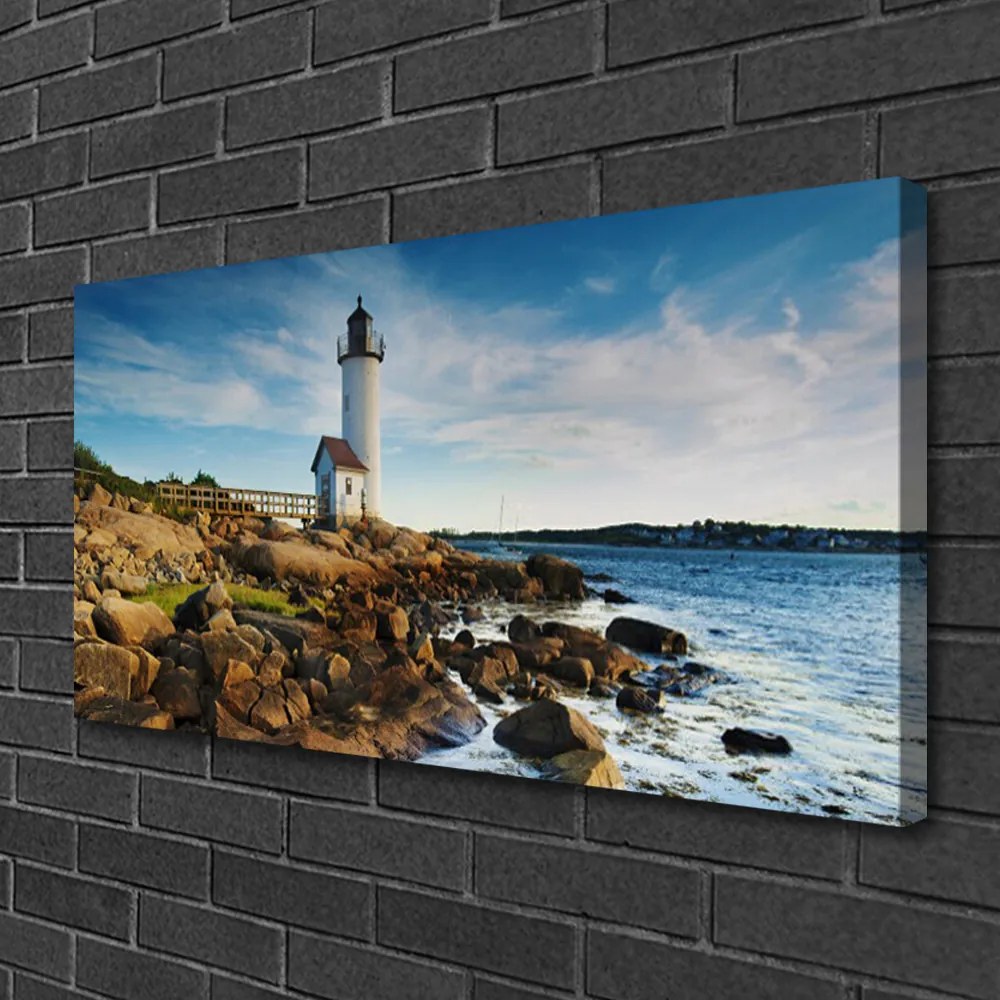 Obraz canvas Klasyczna Latarnia na Brzegu