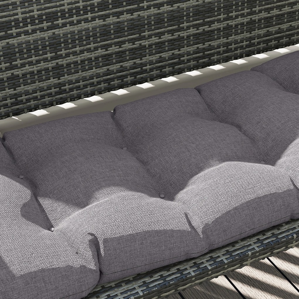 Outsunny Poduszka na Ławkę 105 x 46 x 12,5 cm z Paskami, Do Ogrodu, Siedzisko Wodoodporne, Szary