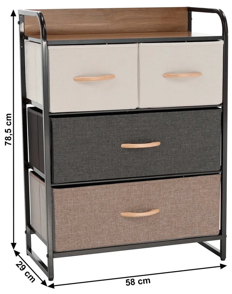 Komoda z szufladami z tkaniny HAZEL TYP 2, brązowy, M