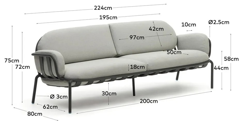 Jasnoszara sofa ogrodowa Joncols – Kave Home