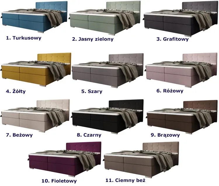 Dwuosobowe Łóżko Kontynentalne Z Pikowanym Zagłówkiem 160X200 G7-W23