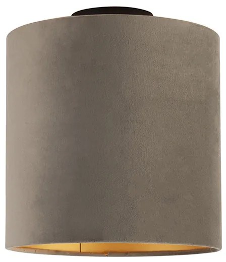 Lampa sufitowa z abażurem z weluru w kolorze taupe ze złotem 25 cm - Combi BlackWiejski/ Rustykalny / Vintage Oswietlenie wewnetrzne