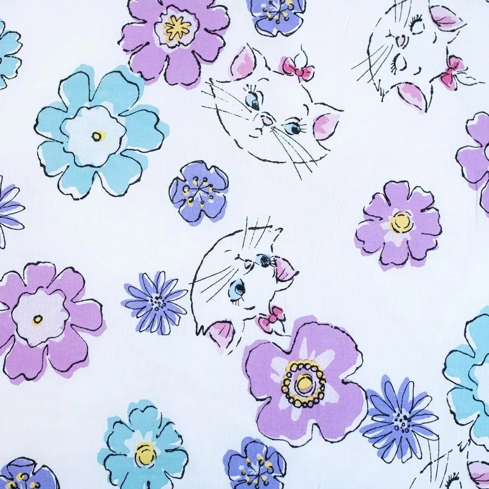 Biała bawełniana pościel dziecięca jednoosobowa 140x200 cm Marie Cat "Floral" – Jerry Fabrics