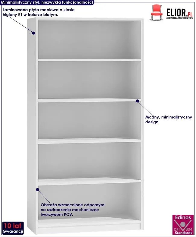 Biały regał dziecięcy z półkami L8-E22