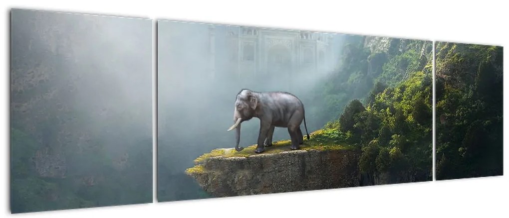 Obraz - Słonie na szczycie Tadż Mahal (170x50 cm)