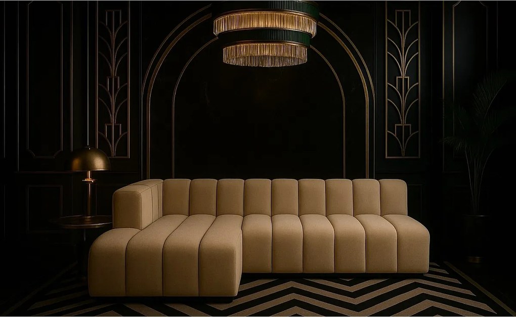 Narożnik w kształcie L GRAND 295 cm, tkanina Salvador, Beżowy, Lewy