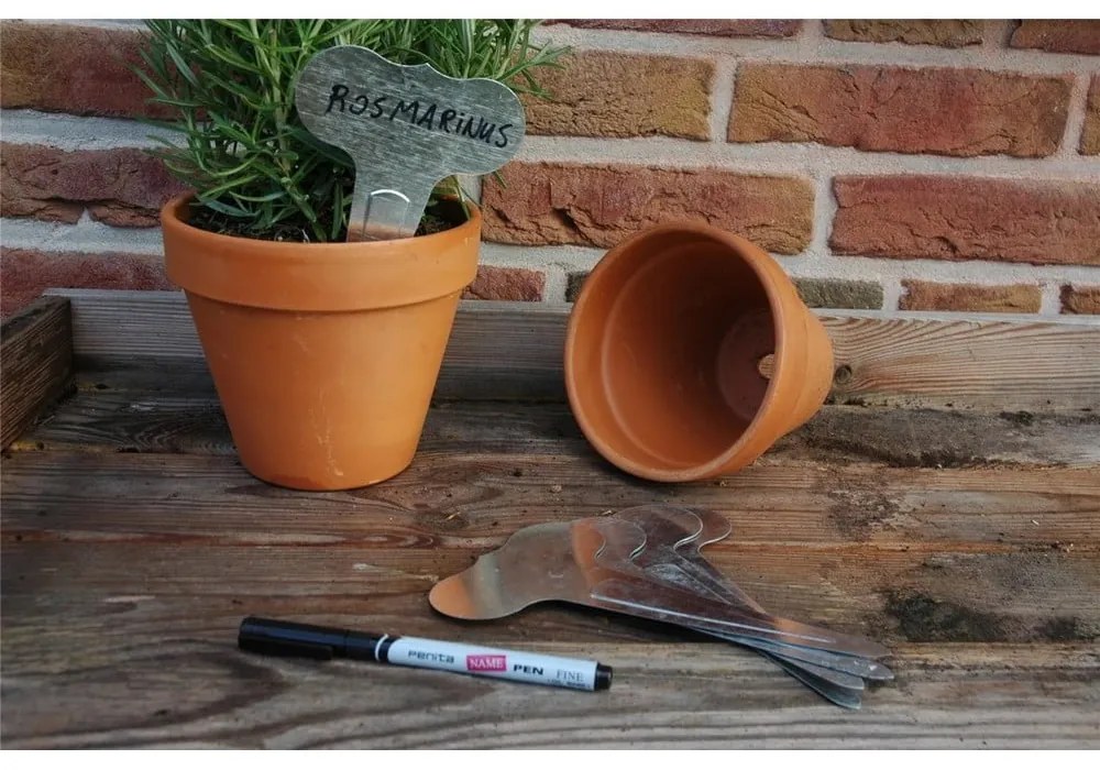 Komplet 6 etykiet ogrodowych i flamastra Esschert Design Smooth