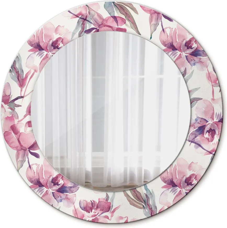 Lustro dekoracyjne okrągłe Piwonie kwiaty