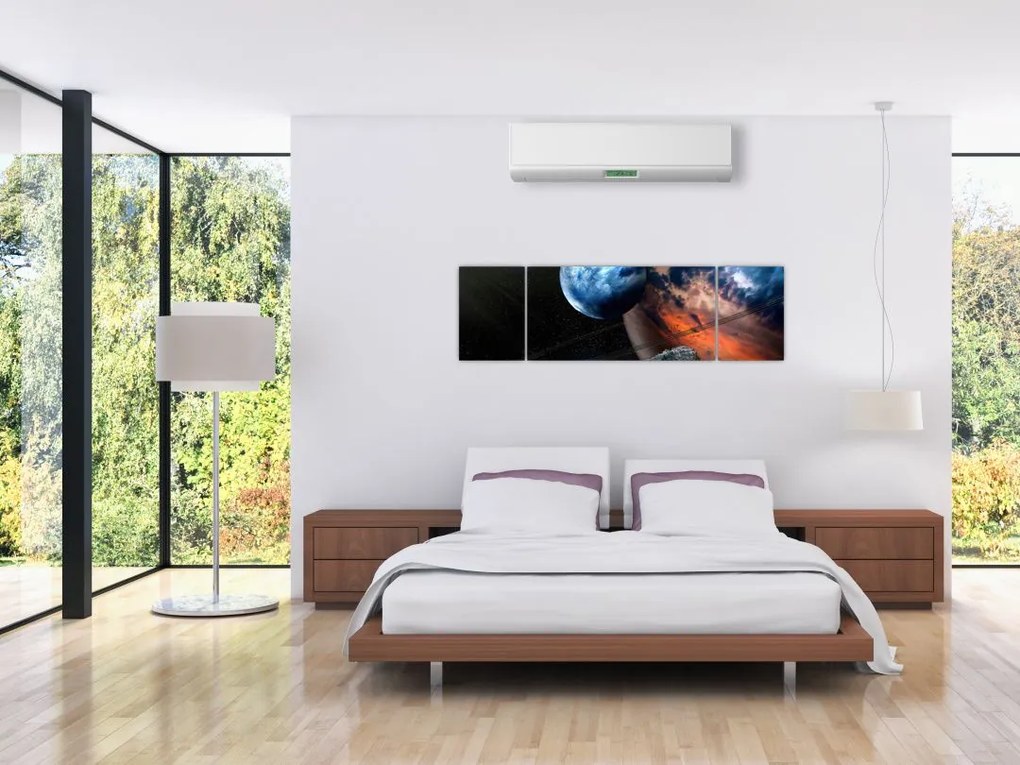 Obraz planety w kosmosie (170x50 cm)