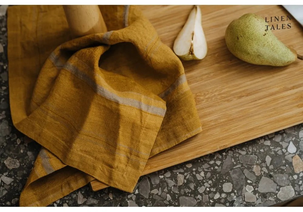 Lniana ścierka 65x65 cm Amber Bronze Stripes – Linen Tales