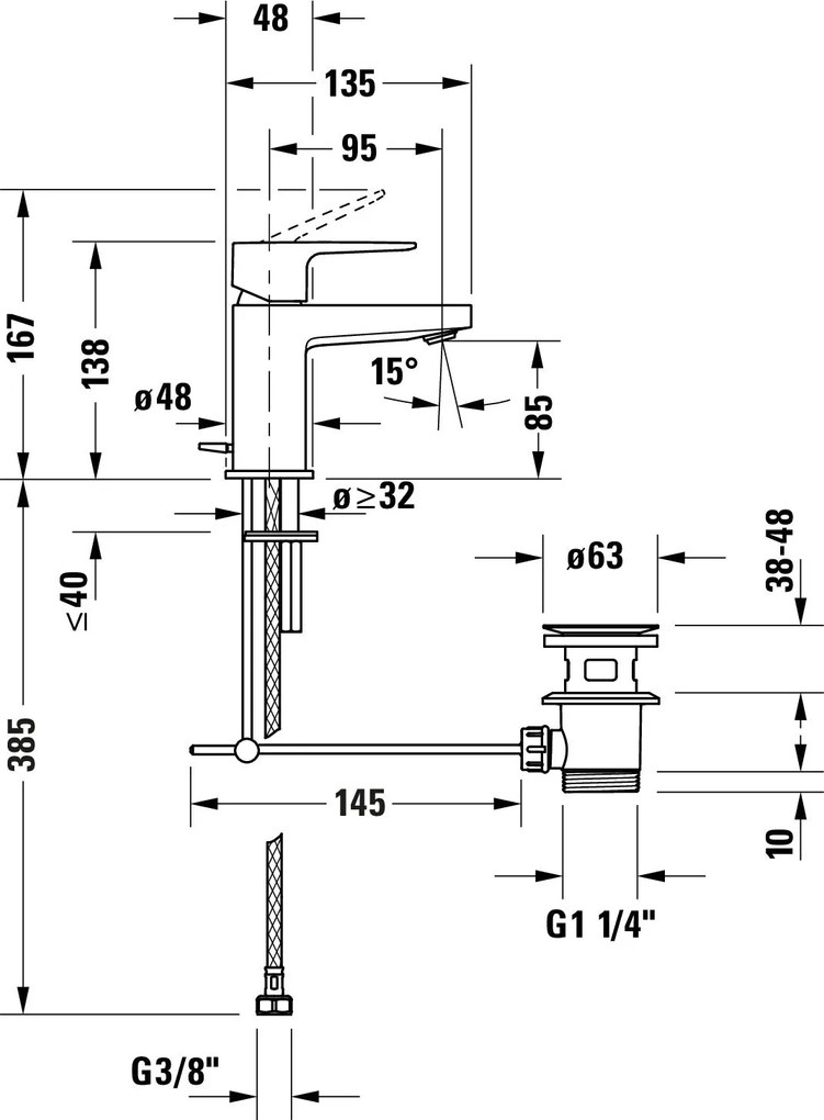 Jednouchwytowa bateria umywalkowa Duravit Manhattan S
