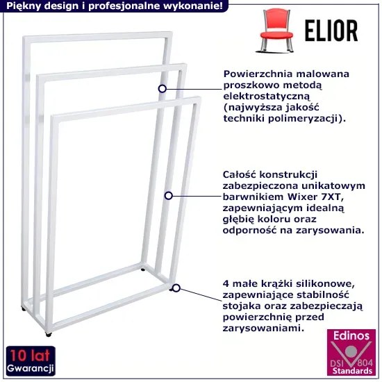 Biały stojący wieszak łazienkowy na ręczniki 60 cm - Kardik 4X