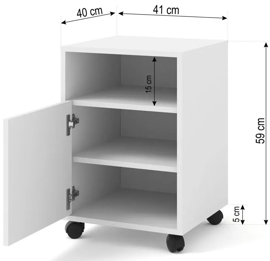 Biały kontenerek pod biurko na kółkach H4-F77