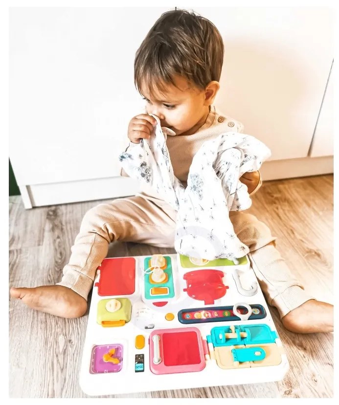 Woopie baby tablica manipulacyjna kuchnia zegar z efektami dźwiękowymi i świetlnymi montessori