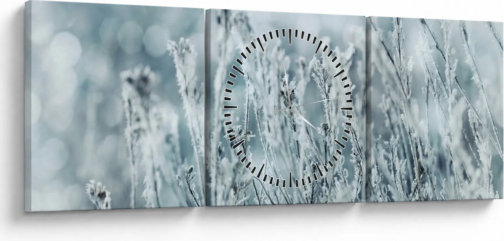 Obraz - Magia zimy (z zegarem) (90x30 cm)