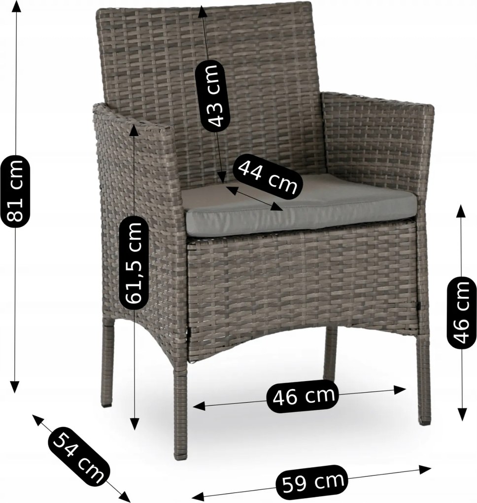 Zestaw Mebli Ogrodowych MISSISIPI Szary Sofa Krzesła Stolik Tarasowy Technorattan Nowoczesne