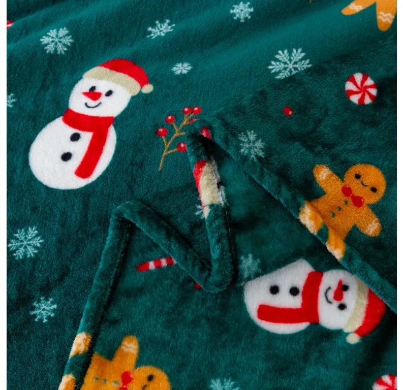 Zestaw prezentowy na sofę SNOWMAN AND GINGERBREAD, zielony