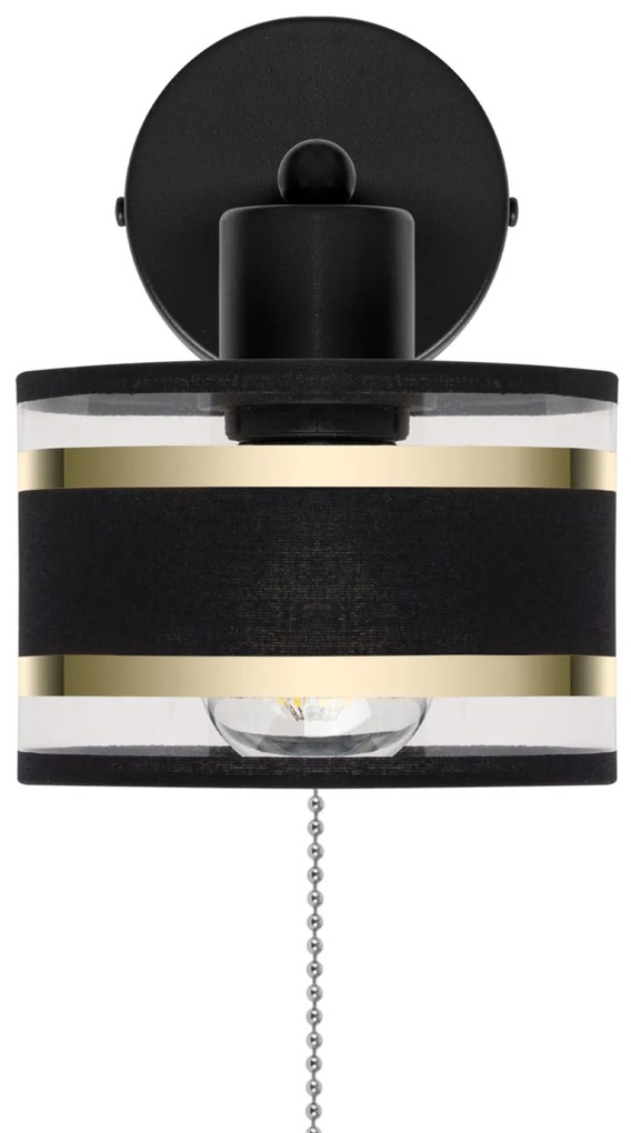 Czarny kinkiet LED z włącznikiem z czarnym abażurem SHWD-TI-1010SC-SC