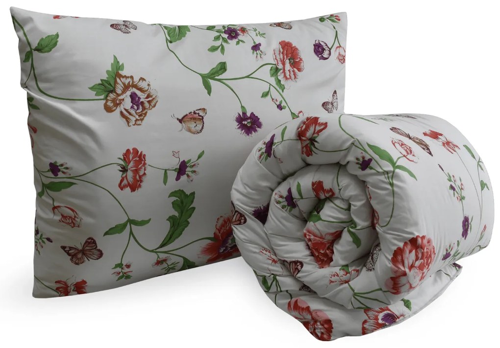 Zestaw całorocznej kołdry 140x200 cm z włókna silikonowego z poduszką 70x90 cm MEADOW FLOWERS