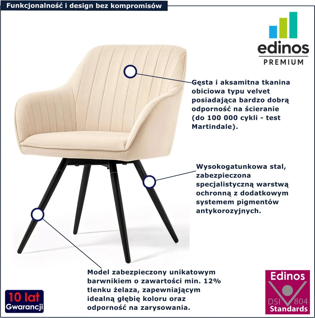 Zestaw 2 beżowych krzeseł pikowanych C4-P64