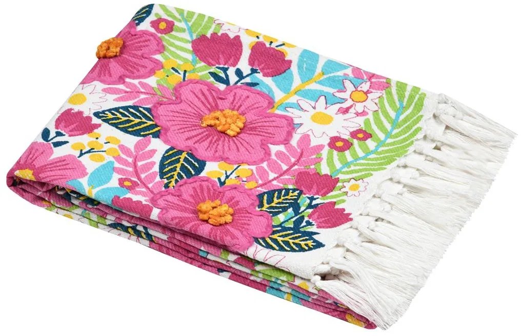 Koc plażowy w kwiaty, DOLCEVITA, 90 x 180 cm
