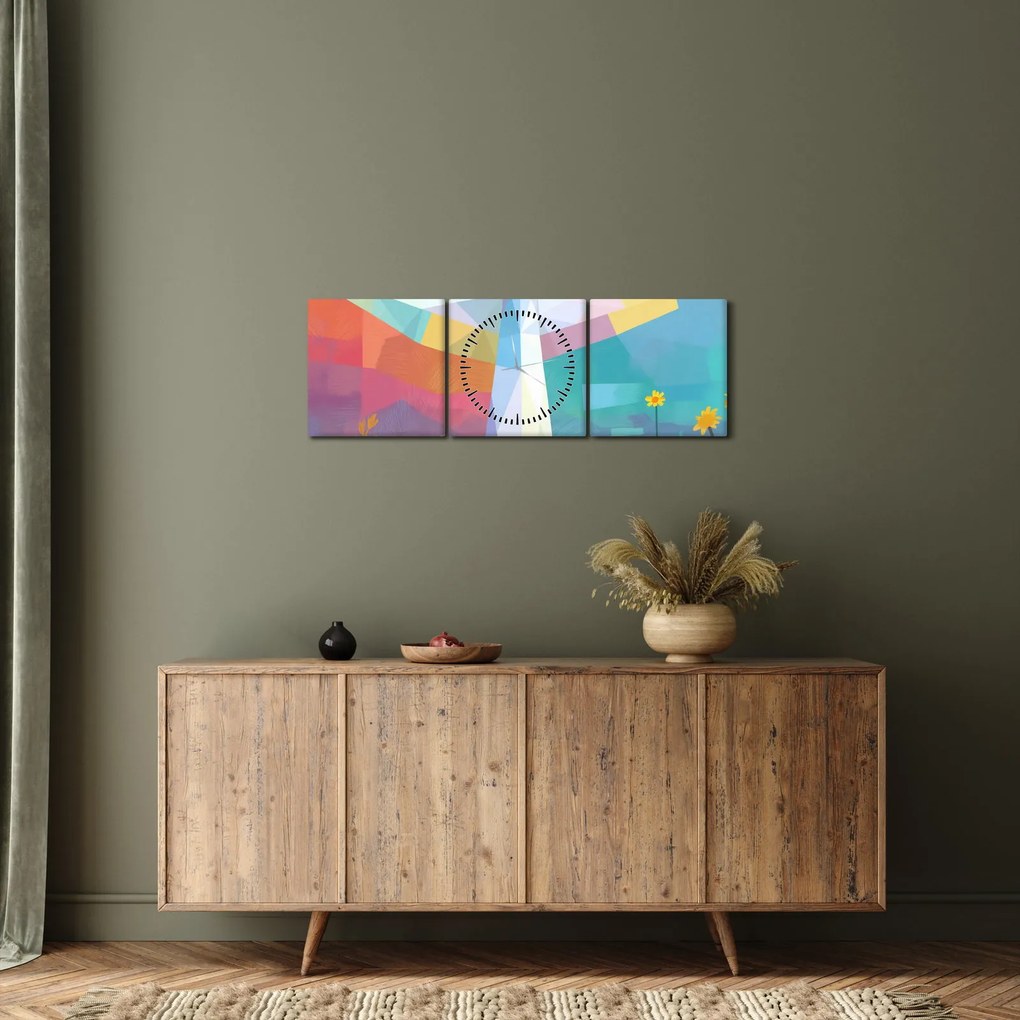 Obraz - Strażnik kwiatów (z zegarem) (90x30 cm)